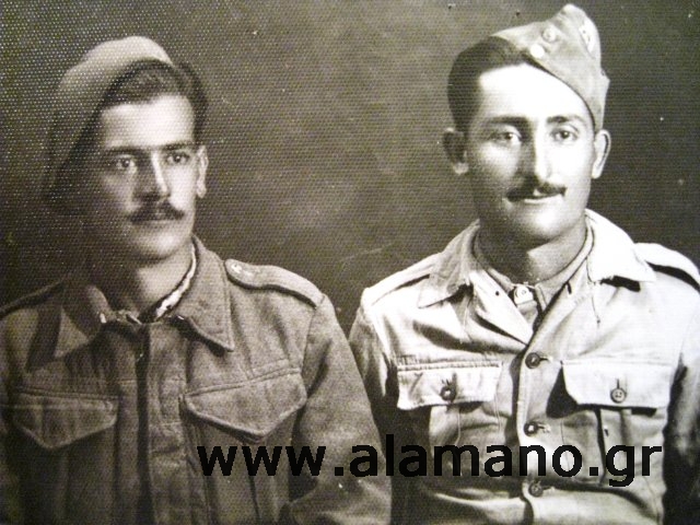 Γιάννης Γ. Χρυσίνης και Γιάννης Βερβενιώτης. Φωτογραφία στη Θεσσαλονίκη κατά την διάρκεια του εμφυλίου.